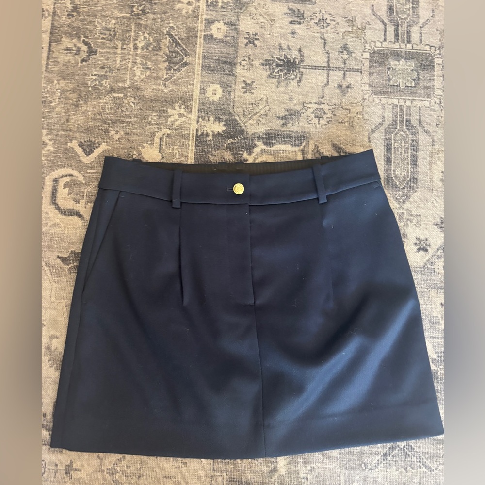 J Crew Collection Trouser Mini Skirt Wool Blend Navy Size 6 - Picture 2 of 7